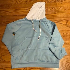 White and baby blue sweatshirt
